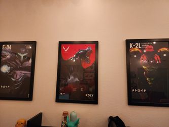 Set Of 12x18 Framed Metroid Prints Nintendo Samus Ridley Video Game Art