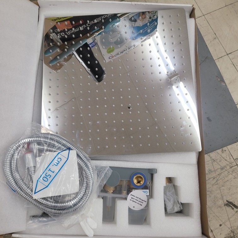 12 Inch Matte Black Ceiling Mount Shower System Bathroom Luxury Rain Mixer Shower Combo Set Ceiling Rainfall Shower Head System Faucet Contain Rough i