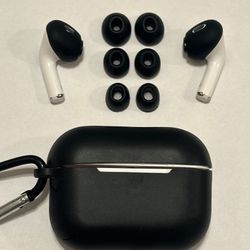 Black AirPods Pro Generation 1 / 2 / 3 Covers , Case And Replacement Tips Set Of 6 ( S + M + L )