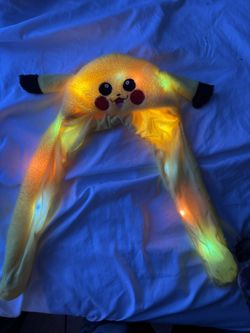 Light-Up Pokémon Plushie Hat Jumping Pokémon Hat Stitch Rabbit Ear Cap Floppy Moving Ear Hat for Kids Girls Boys Cosplay