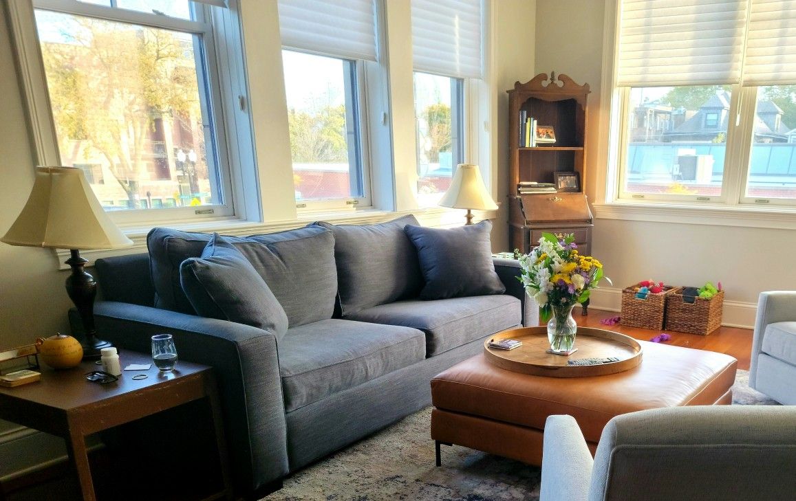 Walter E Smith Blue Gray Grace Sofa Couch