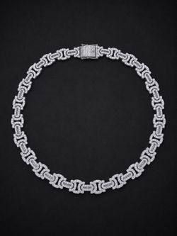 Silver Chain Link Necklace CZ with Secure Box Clasp Closure Metal, Silver-Tone