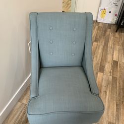 Elegant High-Back Accent Chair in Soft Blue - $225