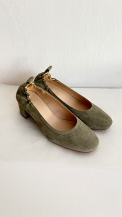 Everlane Day Heel in Sage Green Suede
