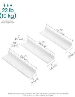SONGMICS 15" Floating Wall Shelves Set of 3 - White