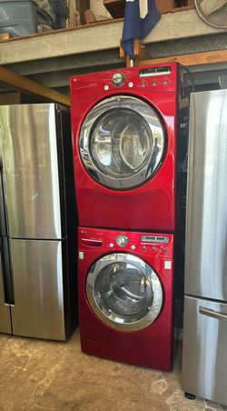 LG Front Load Set Red - Stackable Large Capacity