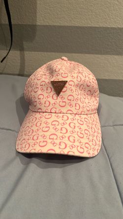Pink and white small guess backpack