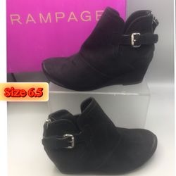 Rampage Women’s Wedge Black Ankle Boot 6.5