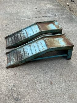 Vintage Sears Blue Steel Car Ramps - 6500 Lbs Capacity -