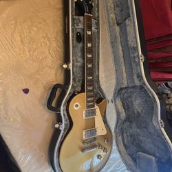 Epiphone Les Paul Standard 1958 Gold Top Reissue W/ Roadrunner Single Cut Locking Guitar Case (Original Keys Included)