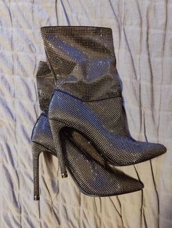 SEXY Bling Rhinestone Sparkly Kenneth Cole New York Boots Size 8.5