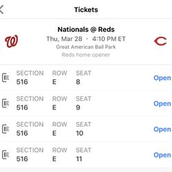 Cincinnati Reds Opening Day Vs Nationals Tickets