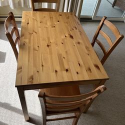 Wooden Dining Table With 4 Chairs 