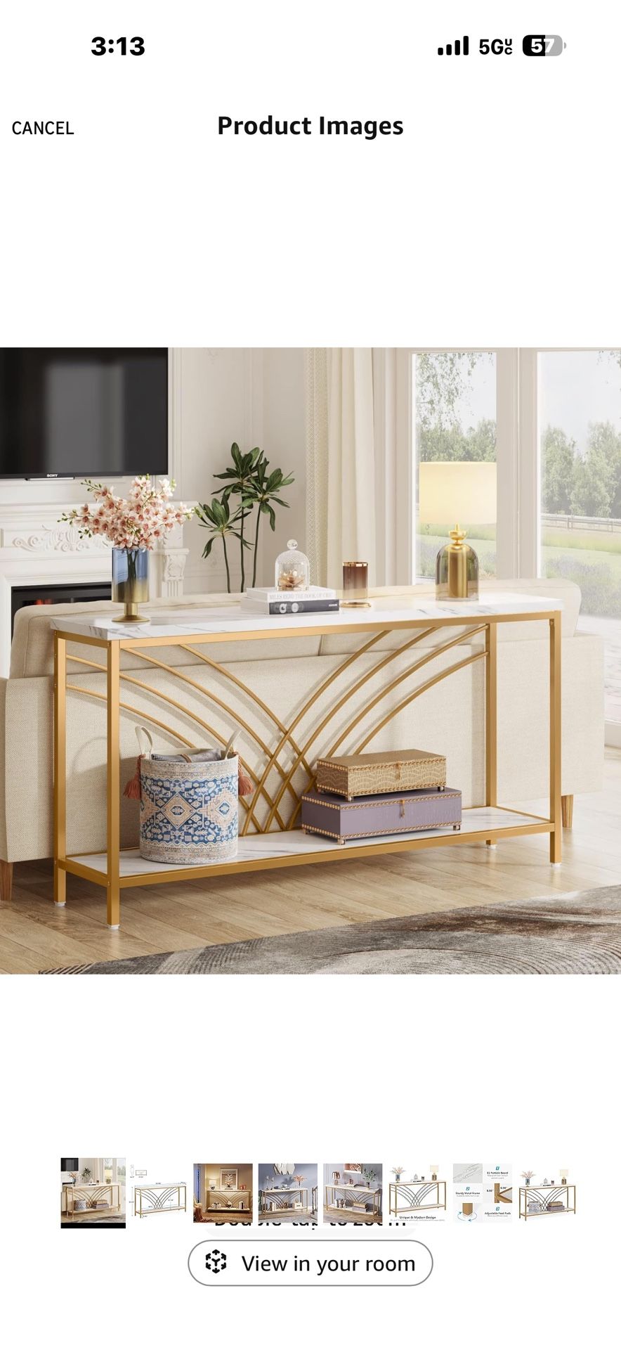 Gold And White Console Table