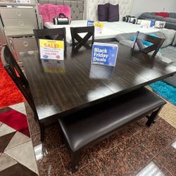 Kelly Dining Table Sets W/4 Chairs And Bench---$699---Unreal Pricing!!!---Delivery And Setup Available 