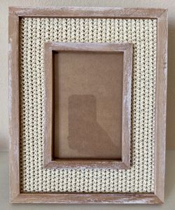Rustic & Modern 4x6 Rattan Distressed Beige Tan Picture Frame