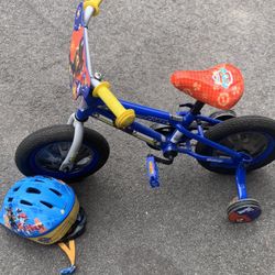 Paw Patrol Toddler Bike W/training Wheels And Helmet 