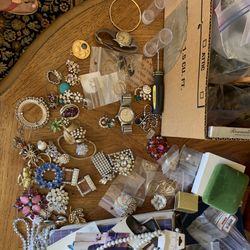 Vintage Jewelry-Pins, Pearls, Crystals, Gold Tone, Silver, Sparkles