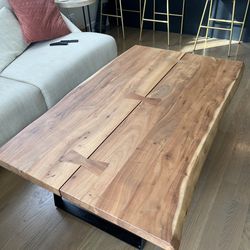 Solid acacia coffee table from crate and barrel