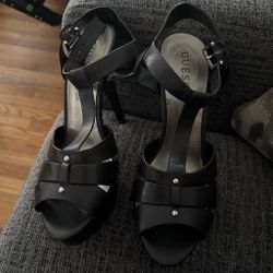 Guess Black Strappy Heeled Sandals