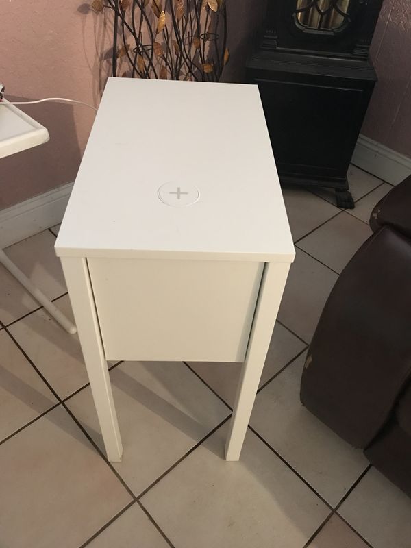 Ikea Nordli White Nightstand Charging Station W Rollen