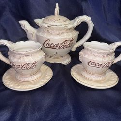 Vintage 1998 Coca-Cola Porcelain Tea Set Licensed Collectible