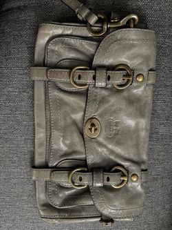 Coach Clutch Grey Leather