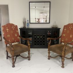 Suite of four Louis XIII style armchairs in 20th century 