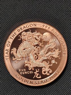 5 oz GSM Lunar Calendar Year of the Dragon Copper Round