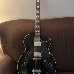 Glen Burton Six String hollow body electric guitar GE77, Chicago ES175 Style. In ebony W/Gold hardware & Reverb 