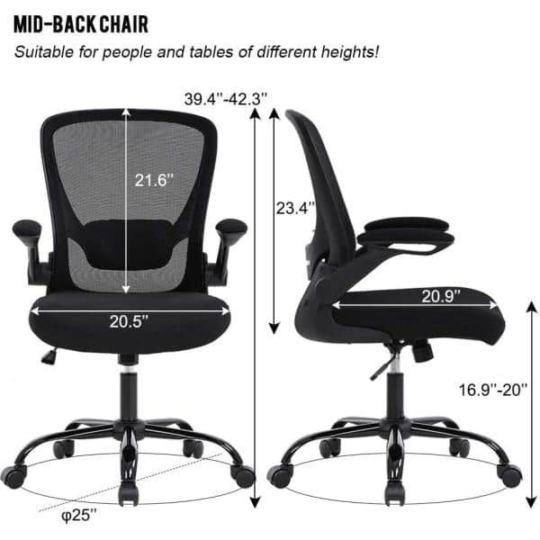 Breathable Mesh Back Black Office Chair with Extra Thickness Gas Lift Fast Up and Down