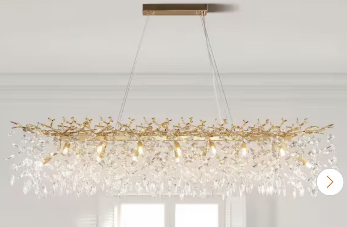 Modern Chandelier 60 in. 16-Lights Gold Luxury Crystal Linear Chandelier for Dinning Room, Kitchen Island, Foyer,