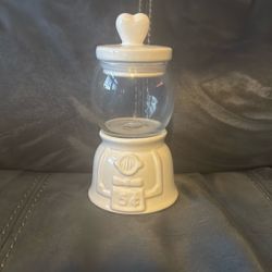 New Hobby Lobby Ceramic Glass Valentine Heart Clear White Gumball Machine Decoration 