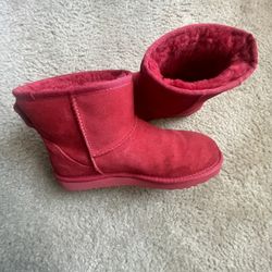 UGG Women Boots - Classic Mini Side Logo-Red Size-8