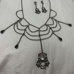 Spiderweb necklace and earrings