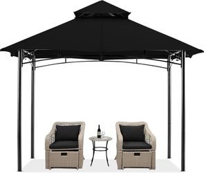 MASTERCANOPY Outdoor Garden Gazebo for Patios, 9x9, beige Rustproof Steel Frame, 300D Top, Water-Resistant, 99% UV Protection, Double-Tiered Roof, Dra