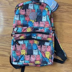 NWT Princeton Colorful Cat Print 18” Backpack