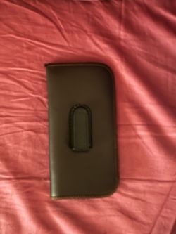 brown reading glasses case cover with clip on it