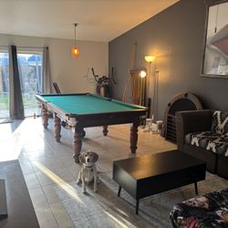 Antique 9ft Snooker Pool Table Billiard