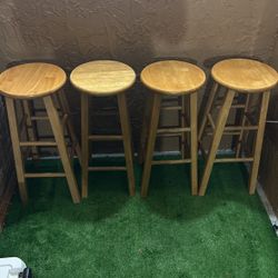 4 Wooden Bar Stools 