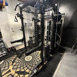PRO SERIES Ultimate 3-1 Half Rack Functional Trainer w/Smith Machine Bar | 400lb Stack | Gym Equipment | Fitness | Commercial | Squat Rack 