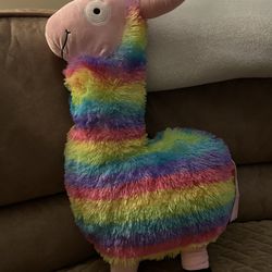 Nanco Plush Colorful Rainbow Pink Llama Stuffed Toy.