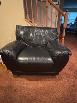 Black leather armchair