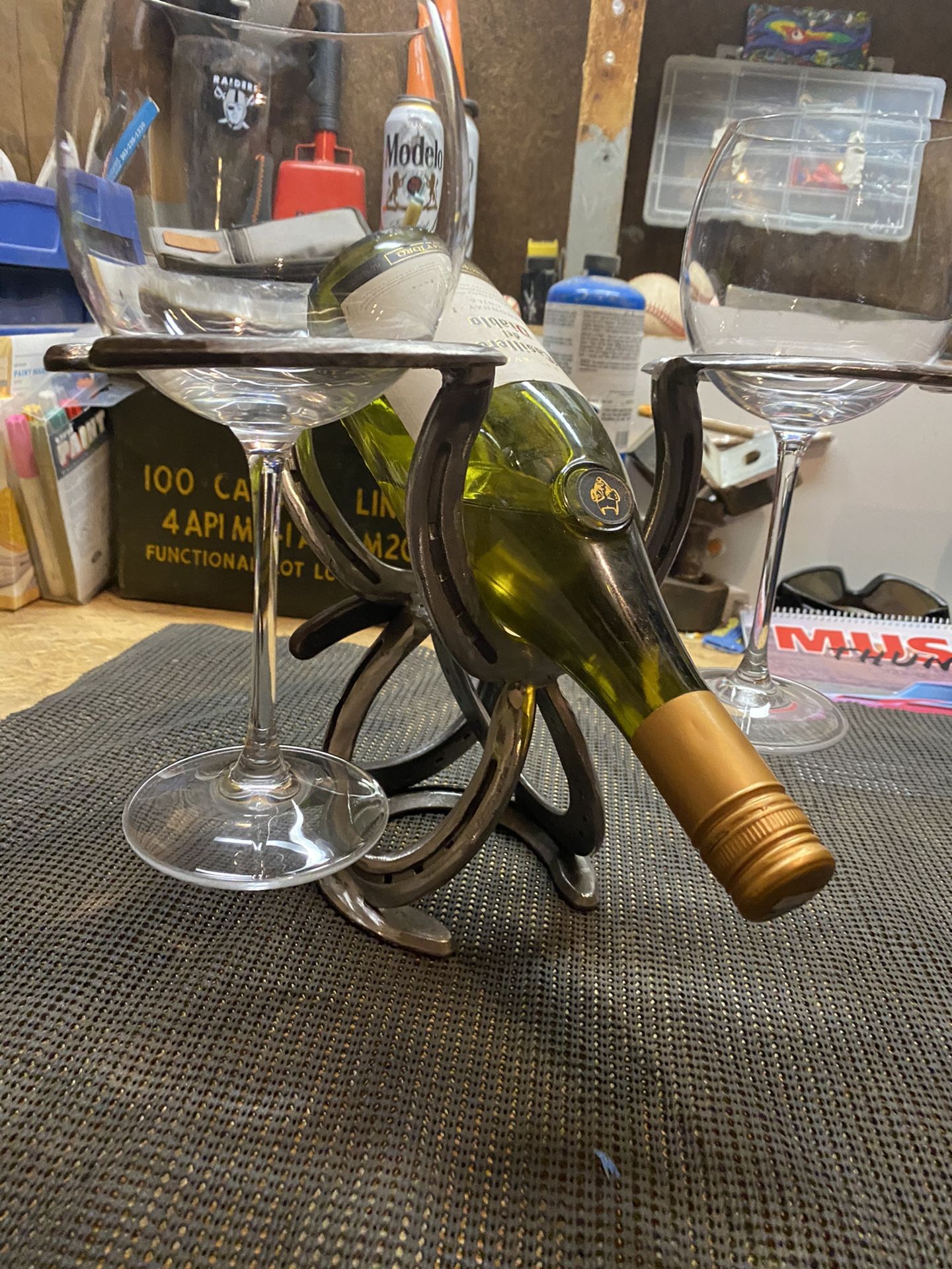 Homemade Horseshoe Wine Rack