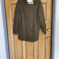 Anthropologie Women's Ripley Sueded Longline Moto Jacket Color Olive Size M $99