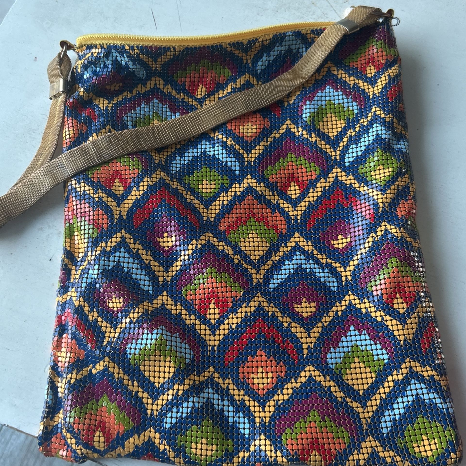 Whiting & Davis Mesh Colorful Abstract Purse 