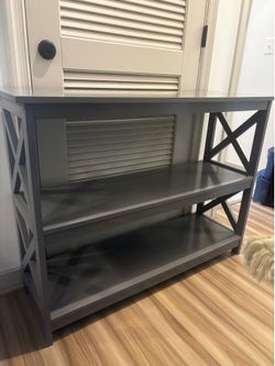 3-Tier Gray Wooden Shelf