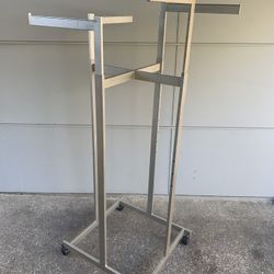 4-way commercial metal clothing rack.