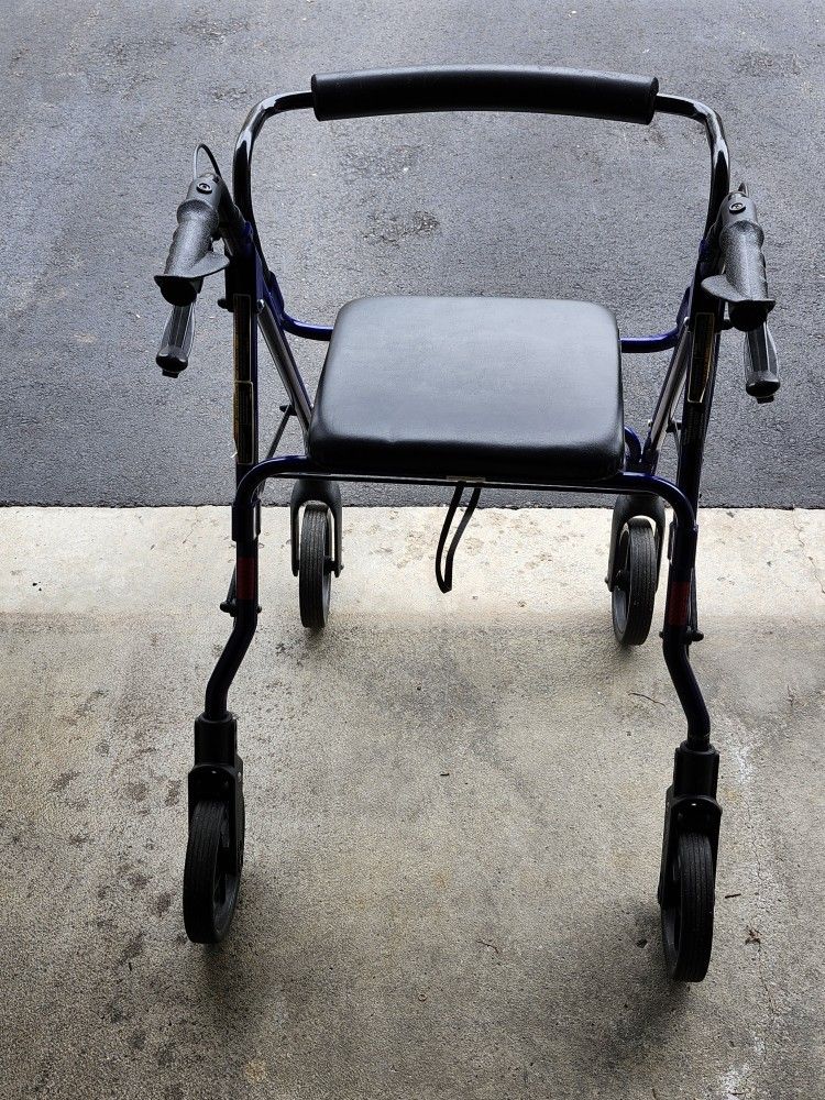 Walker On Wheels With Cushion Seat And Storage