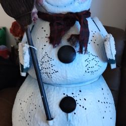 Vintage Metal Snow Man 